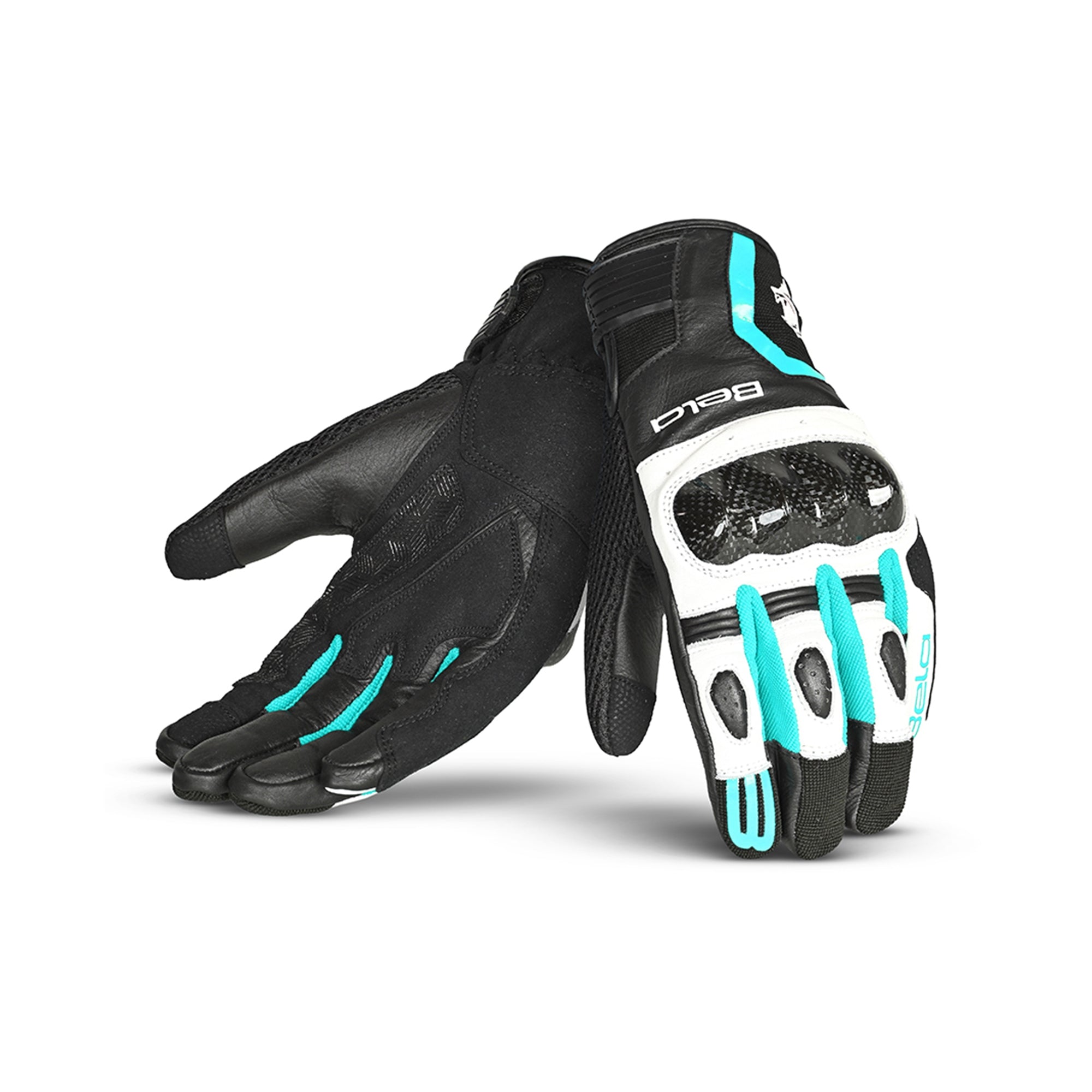 BELA Guante Piel Air Flow Lady Negro/Turquesa - SECURTEX MOTOR S.L (t/a MaximoMoto)