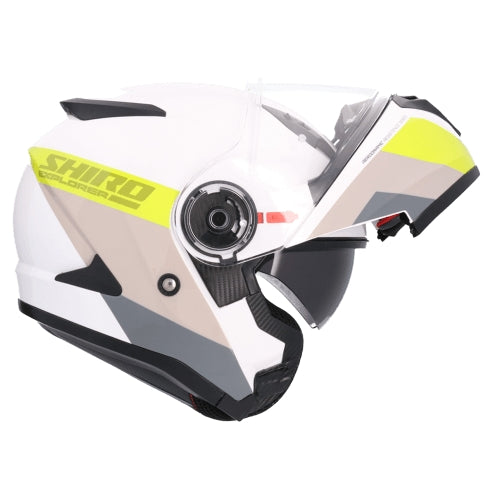 SHIRO CASCO EXPLORER MAVERICK BLANCO PERLA AMARILLO - SECURTEX MOTOR S.L (t/a MaximoMoto)