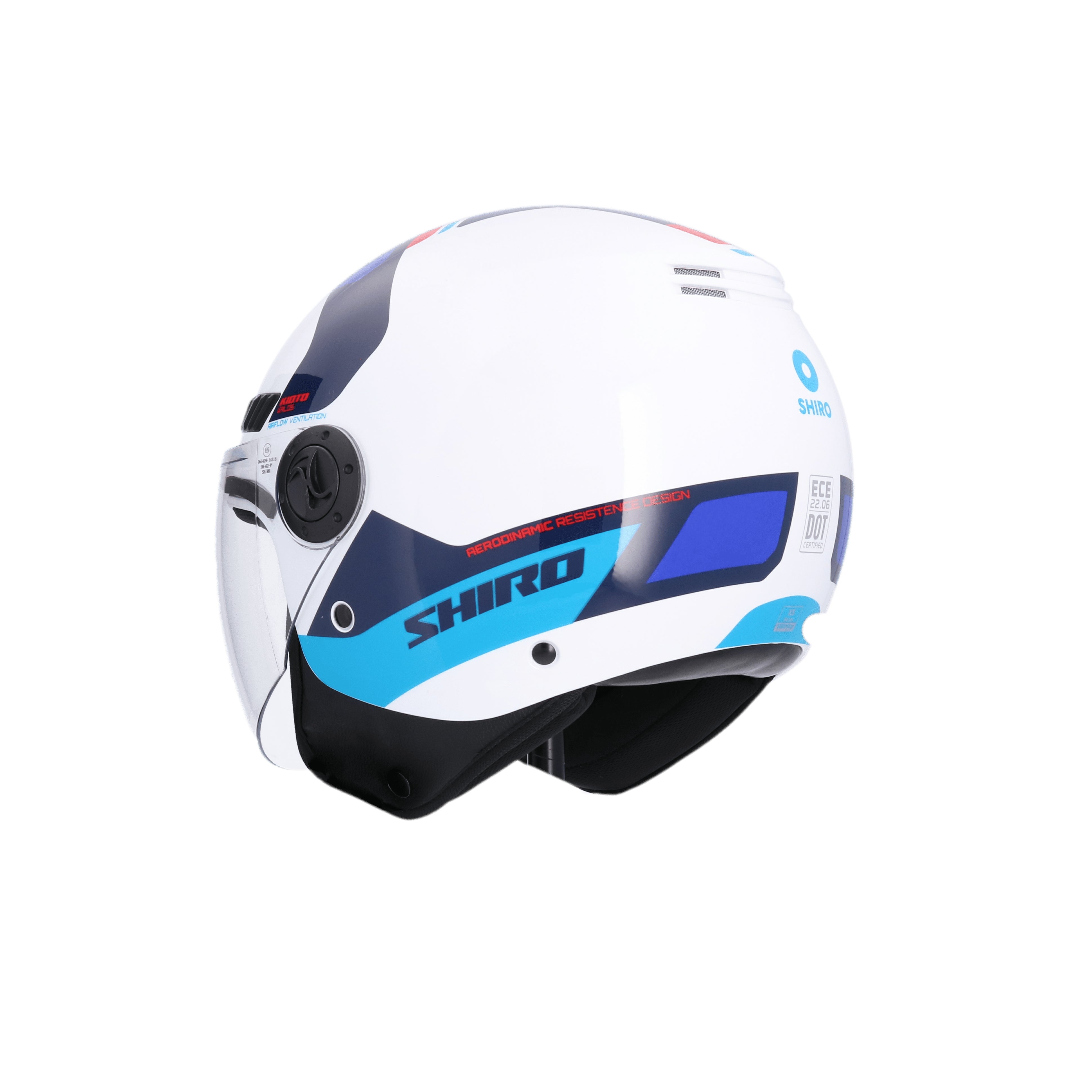 SHIRO CASCO KIOTO KALOS BLANCO_AZUL - SECURTEX MOTOR S.L (t/a MaximoMoto)