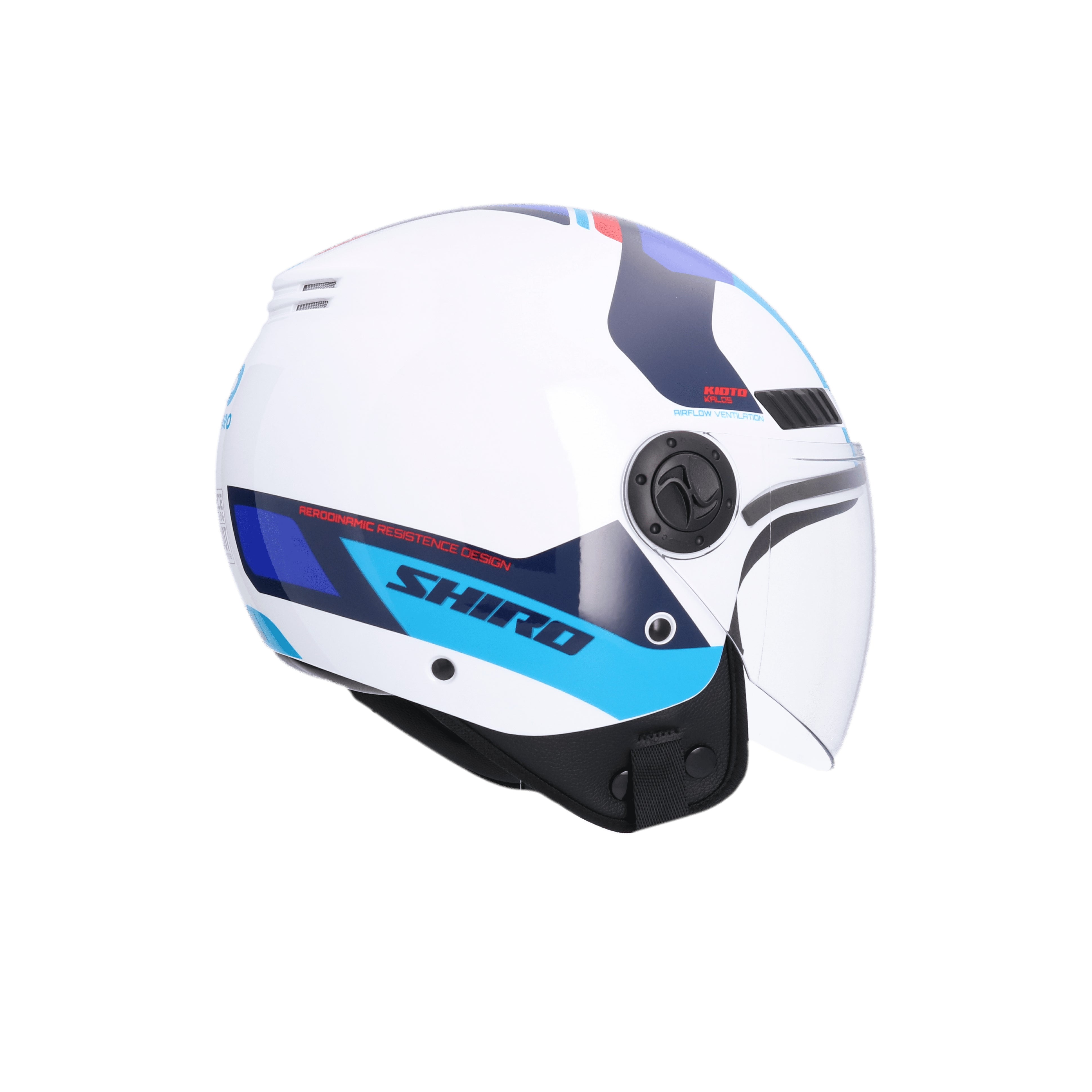 SHIRO CASCO KIOTO KALOS BLANCO_AZUL - SECURTEX MOTOR S.L (t/a MaximoMoto)