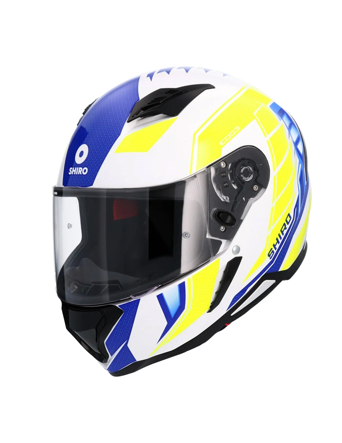 SHIRO CASCO HUNTER SH-890 EDGE AZUL_AMARILLO FLUOR - SECURTEX MOTOR S.L (t/a MaximoMoto)