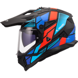 LS2 MX702 PIONEER II BLOCK CASCO DE MOTO NEGRO ROJO AZUL