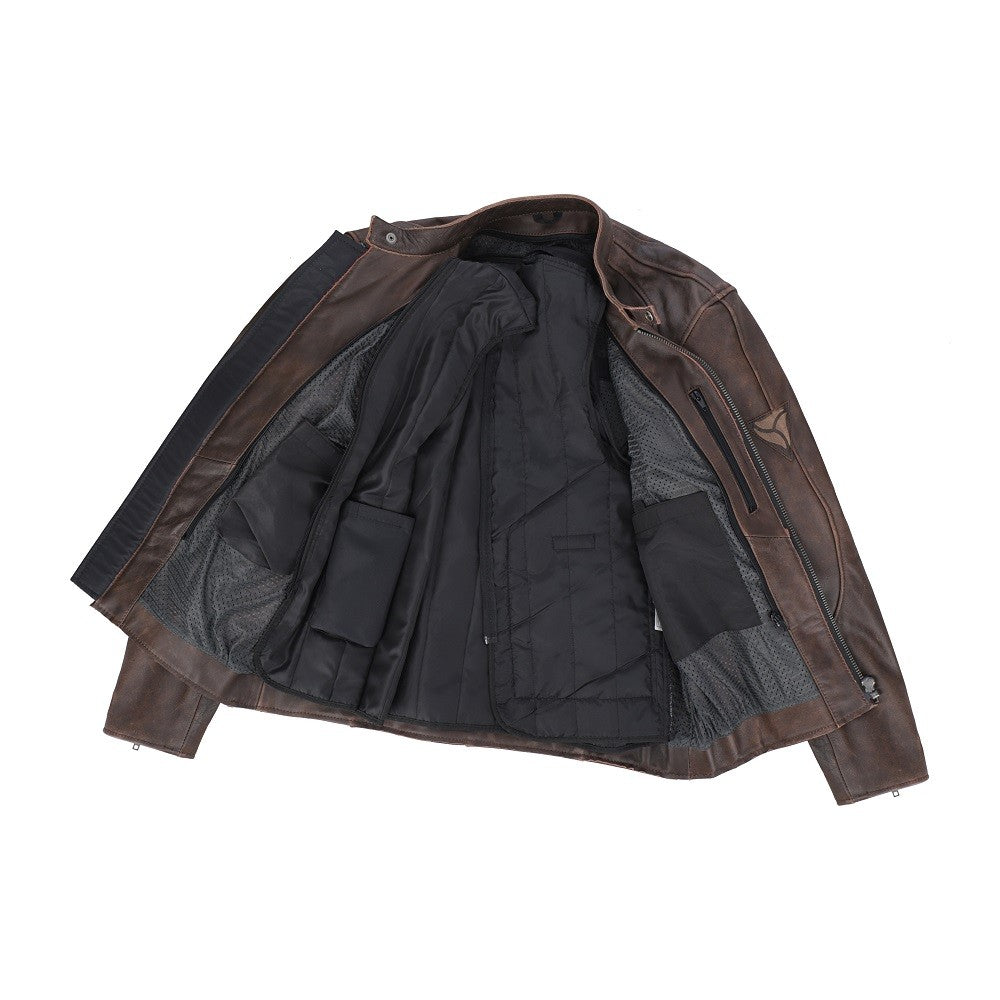 R-TECH - Chaqueta Piel Street Rider Marrón