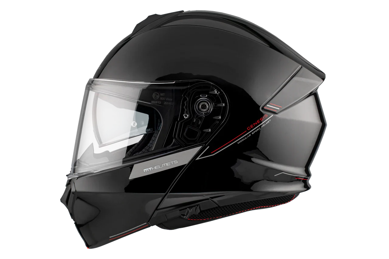 MT Genesis SV Solid A1 abatible, negro brillante Casco de motocicleta