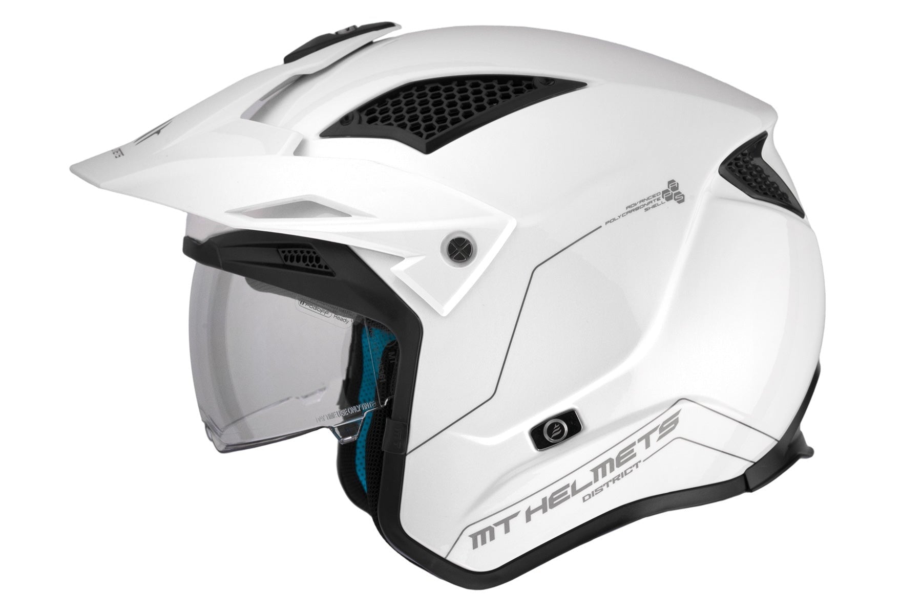 MT District Sv Solid A0 en blanco brillante Casco de moto todoterreno - CASCO