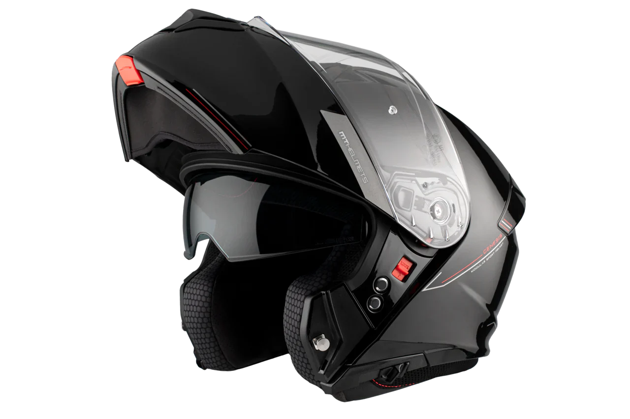 MT Genesis SV Solid A1 abatible, negro brillante Casco de motocicleta