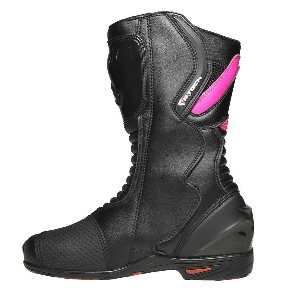 R-TECH - Botas Piel Pilot Lady Negro/Rosa Fluor - SECURTEX MOTOR S.L (t/a MaximoMoto)