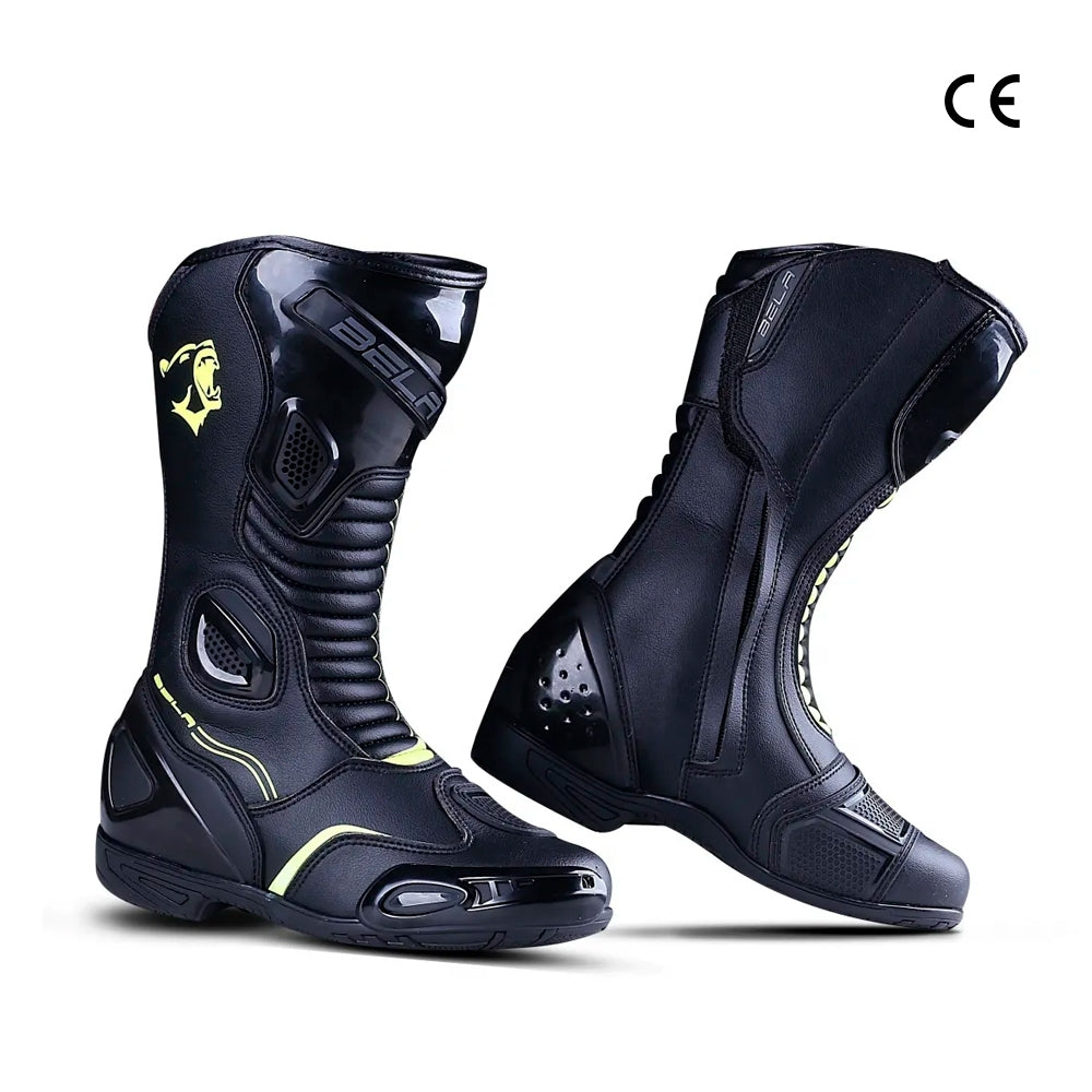BELA - Botas Piel Strip Lady Negro/Amarillo Fluor - SECURTEX MOTOR S.L (t/a MaximoMoto)