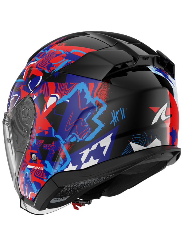 SHARK SKWAL JET PRANZ URBANO TURISMO CASCO NEGRO AZUL ROJO
