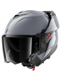 SHARK OXO DARK SHADOW FLIP DELANTERO CASCO PISTOLA PLATA