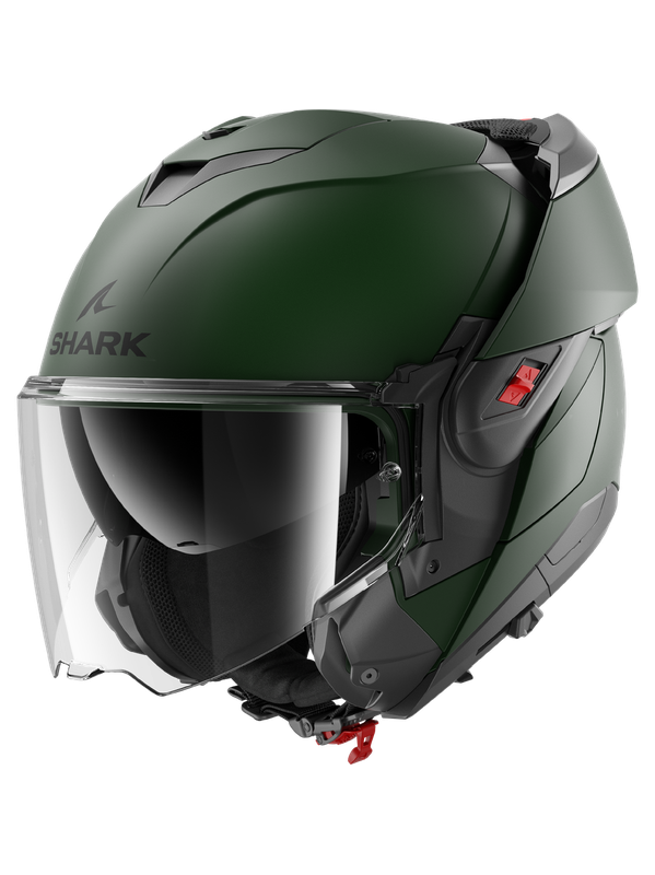 SHARK OXO BLANK MOTOCICLETA ABATIBLE CASCO VERDE OSCURO