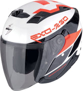 Scorpion EXO-230 BAND Cara Abierta Jet Casco Blanco Negro Rojo