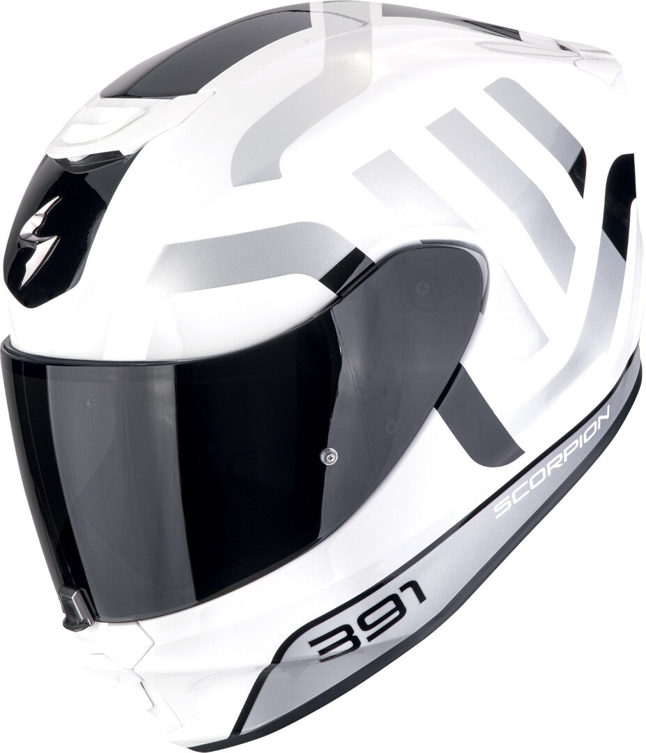 SCORPION CASCOS INTEGRALES EXO-391 AROK BLANCO NEGRO PLATA