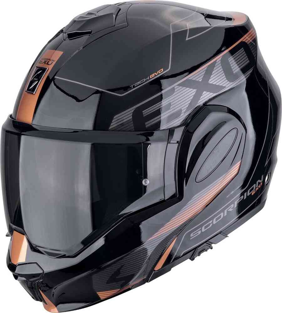 SCORPION EXO Tech Evo Traveler Casco Modulare Negro Cobre