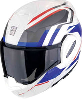 SCORPION EXO Tech Evo Furio de moto Casco modular Blanco Rojo Azul
