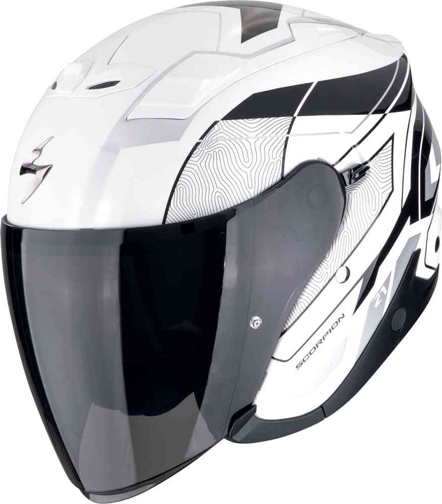 SCORPION EXO-Z1 VUE Moto Urbano Jet Casco Blanco Negro Plata
