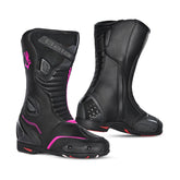 BELA STRIP CUIR GIRA DONA BOTA DE MOTO NEGRE ROSA