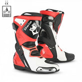 BELA RACE PRO (R-6) CUIR CARRERES BOTA DE MOTO BLANC NEGRE VERMELL