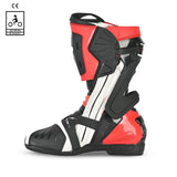 BELA RACE PRO (R-6) CUIR CARRERES BOTA DE MOTO BLANC NEGRE VERMELL