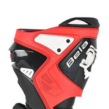 BELA RACE PRO (R-6) CUIR CARRERES BOTA DE MOTO BLANC NEGRE VERMELL