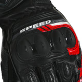 BELA LEMOX CUIR GUANTS DE MOTO HOMES NEGRE VERMELL