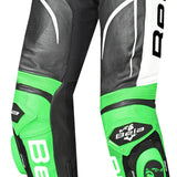 BELA X RACE CUIR PANTALON DE MOTO HOME NEGRE BLANC VERD