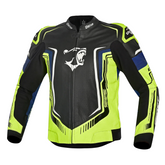 BELA BEAST LEATHER JAQUETE DE MOTO HOMES NEGRO BLANCO AMARILLO AZUL