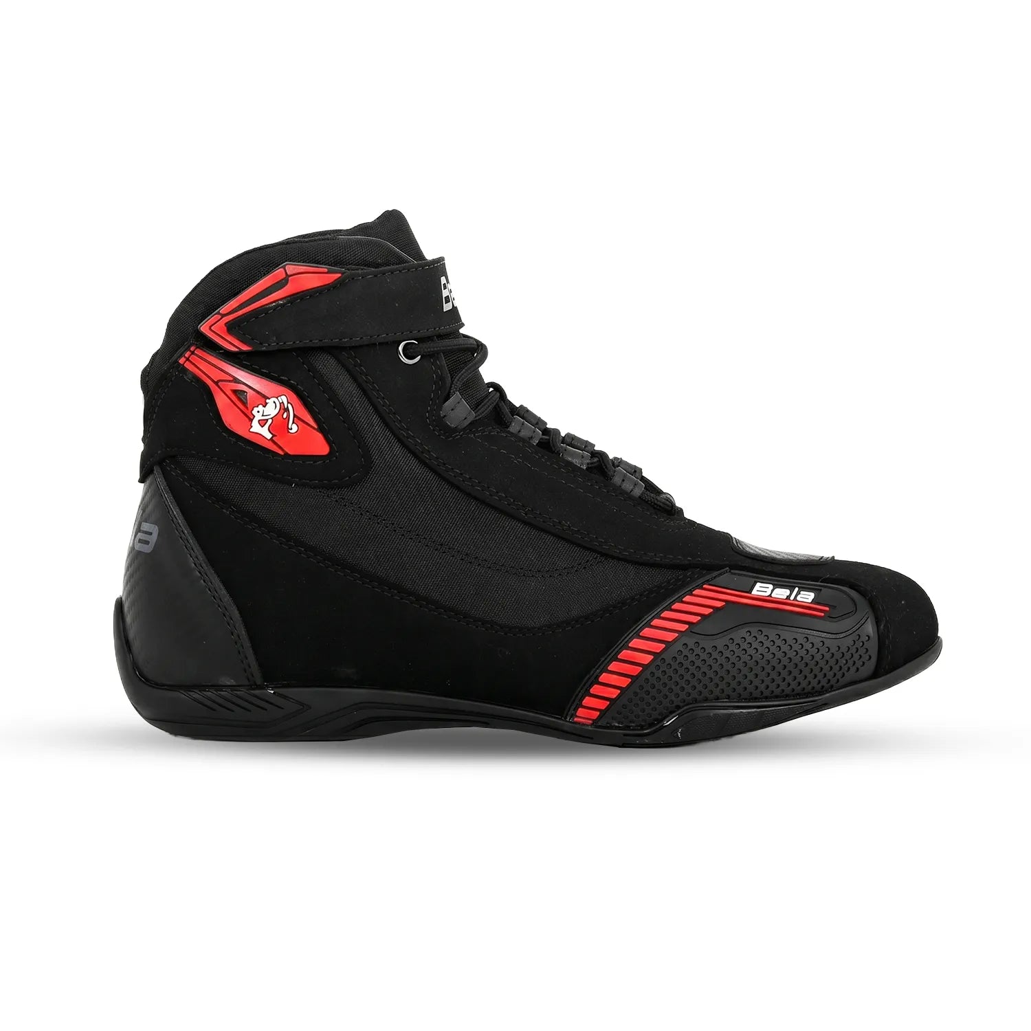 Botas de moto urbanas BELA Kiva hombre negro rojo vista lateral