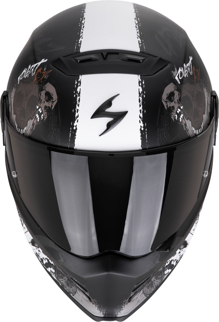 SCORPION CASCOS INTEGRALES COVERT FX SKULLZ NEGRO MATE GRIS ORO