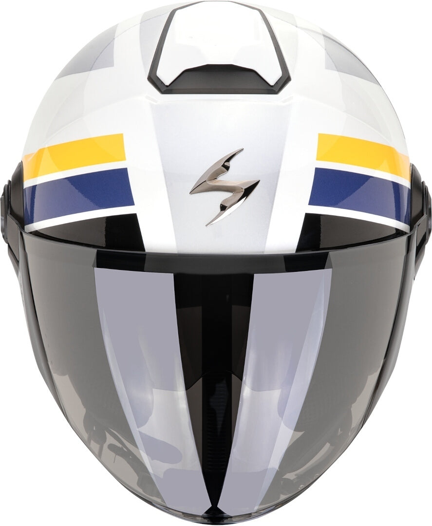 SCORPION EXO-CITY II BLUR Moto Urbano Jet Casco Blanco Plata Amarillo