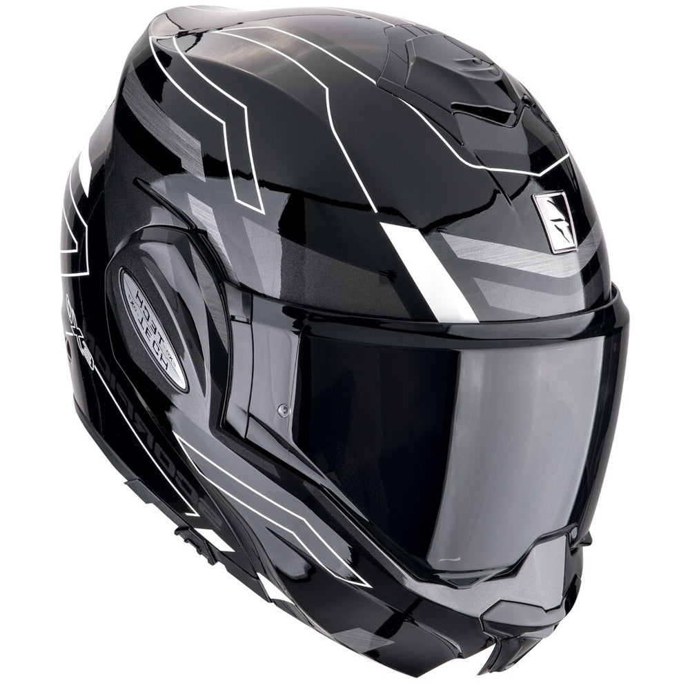 SCORPION EXO Tech Evo Conquer Casco modular Negro Blanco