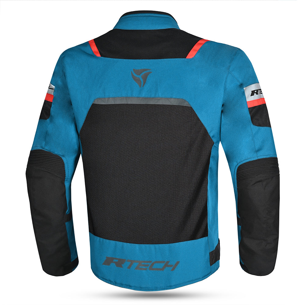 R-TECH SPIRAL MESH CHAQUETA DE MOTO DE HOMBRE TEXTIL AZUL CLARO NEGRO ROJO