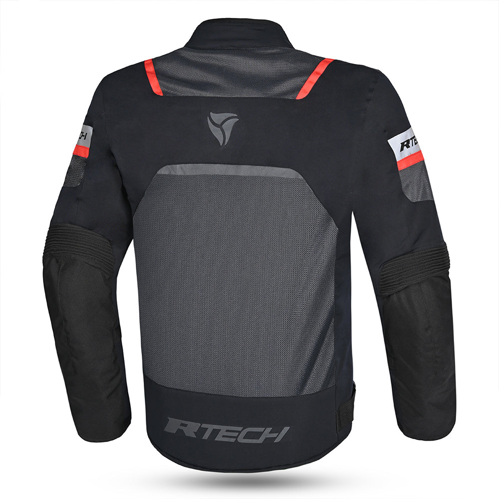 R-TECH SPIRAL MESH CHAQUETA DE MOTO DE HOMBRE TEXTIL GRIS NEGRO ROJO