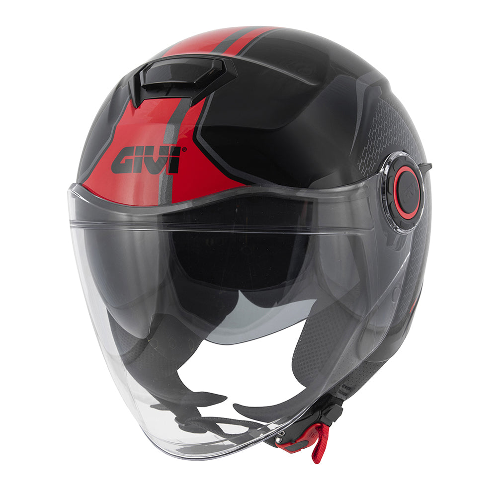 GIVI 12.5 TOUCH Casco Jet Para Scooter Negro Rojo