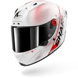 SHARK AERON SPEED-TECH Carbon Blanco Rojo Casco De Moto