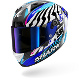 SHARK AERON SPEED-FANCY Carbon Blanco Azul Casco De Moto