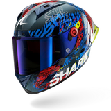 SHARK AERON-GP FIM RACING #2 SPEED-VIB Carbon Azul Rojo Casco De Moto