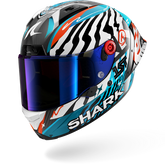 SHARK AERON-GP FIM RACING #2 SPEED-FANCY Carbon Blanco Azul Casco De Moto