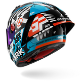 SHARK AERON-GP FIM RACING #2 SPEED-FANCY Carbon Blanco Azul Casco De Moto