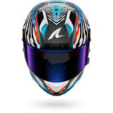 SHARK AERON-GP FIM RACING #2 SPEED-FANCY Carbon Blanco Azul Casco De Moto