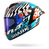 SHARK AERON-GP FIM RACING #2 SPEED-FANCY Carbon Blanco Azul Casco De Moto