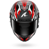 SHARK AERON-GP FIM RACING #2 SPEED-FANCY Mat Carbon Blanco Rojo Casco De Moto