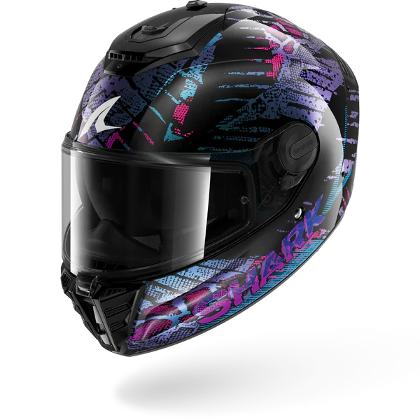 SHARK SPARTAN RS REPTAIA NEGRO Azul Glitter Casco De Moto