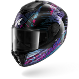 SHARK SPARTAN RS REPTAIA NEGRO Azul Glitter Casco De Moto