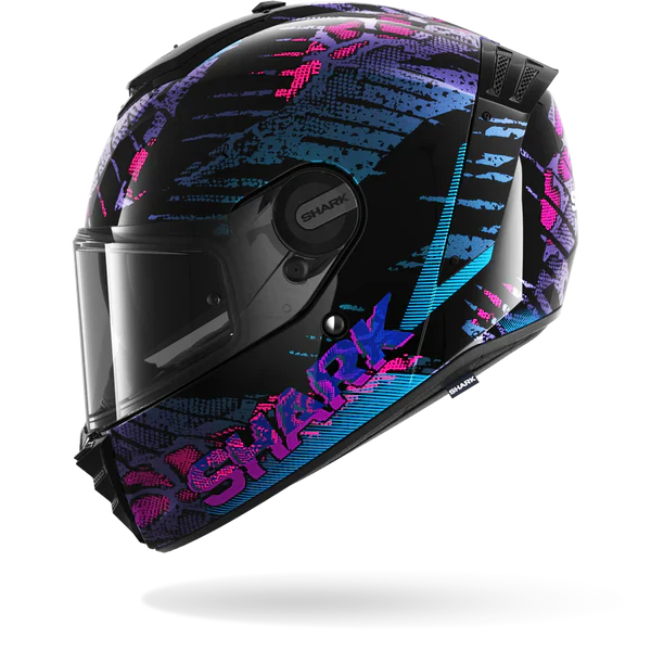 SHARK SPARTAN RS REPTAIA NEGRO Azul Glitter Casco De Moto