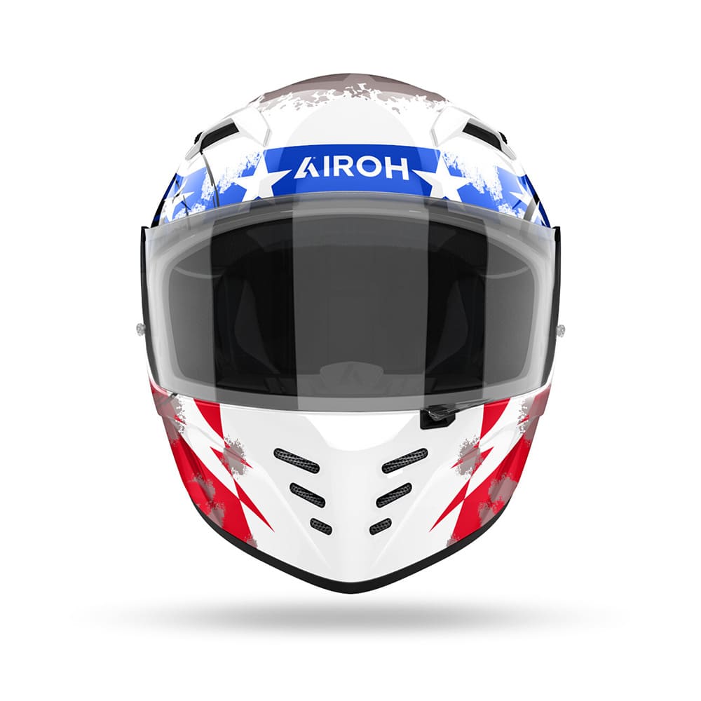 AIROH CONNOR NATION Moto Integral Casco Blanco Rojo Azul