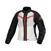 Macna Tondo Mujer Chaqueta Textil Moto Gris Claro Negro Rojo