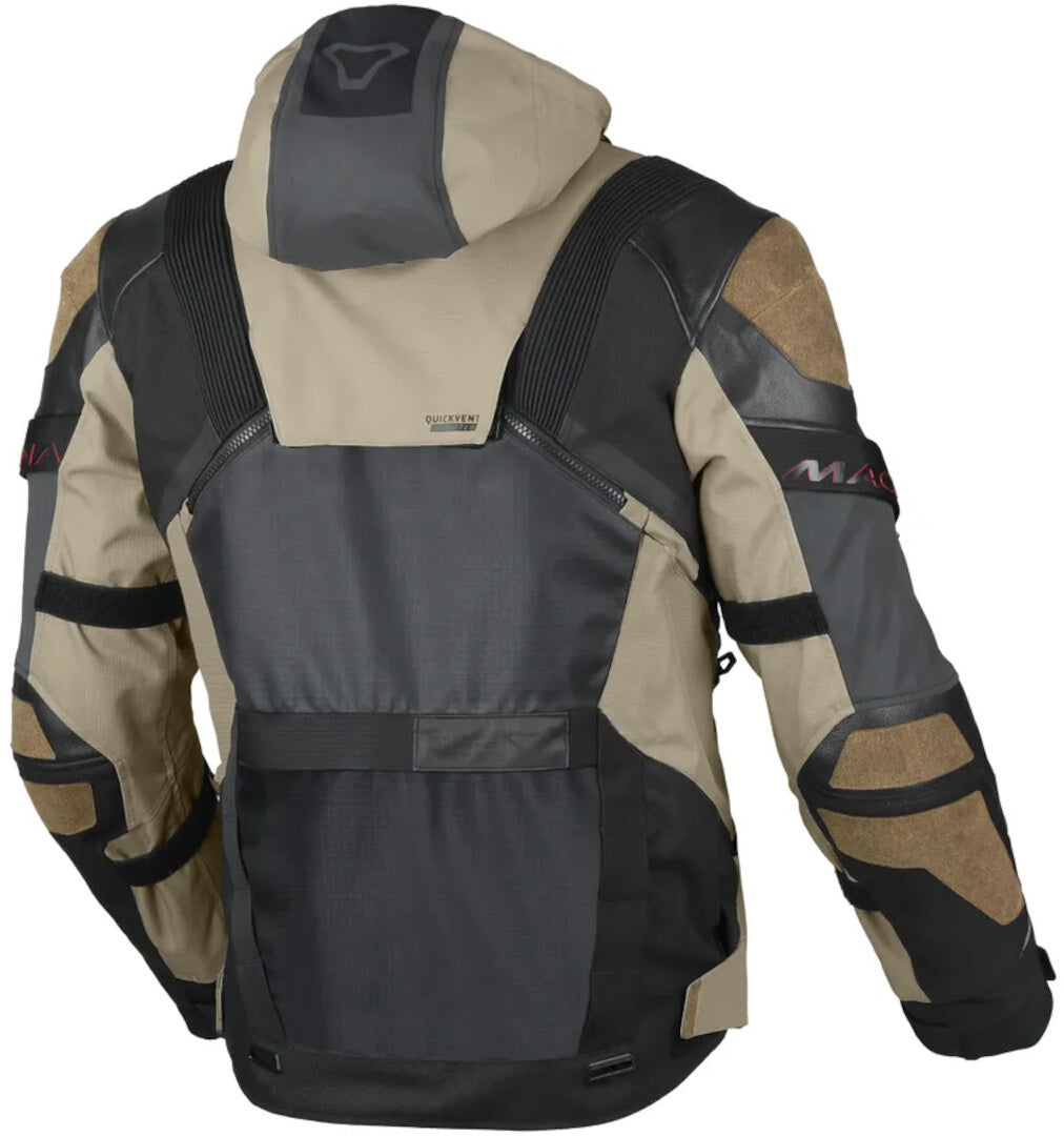 Macna Tryton moto cuero textil Chaqueta oliva negro