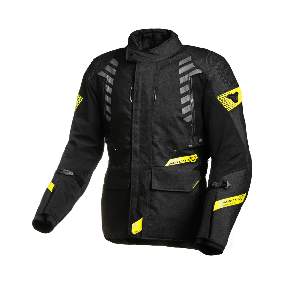 Macna Ultimax Chaqueta aventura turismo moto negro amarillo flúor