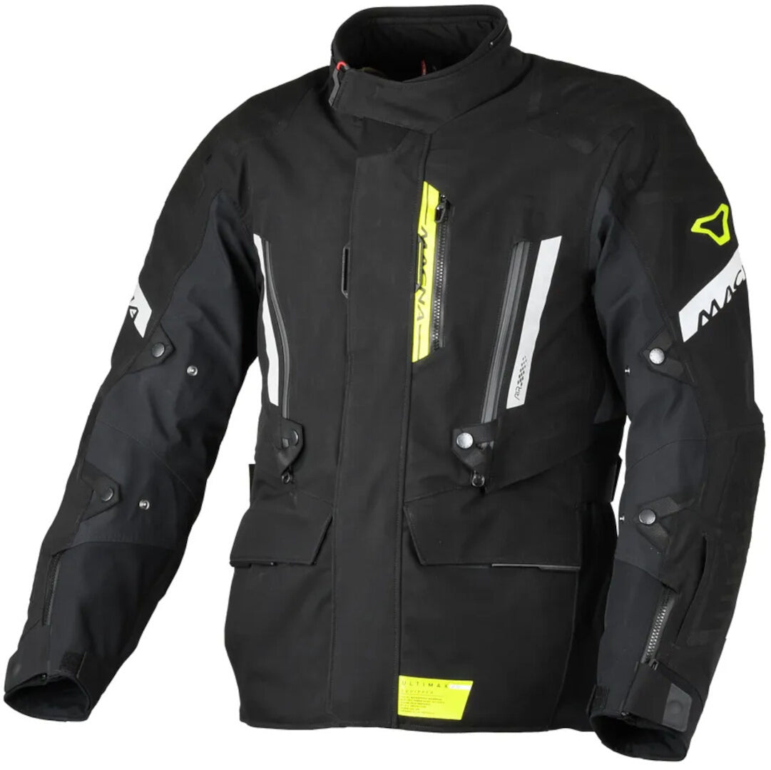 Macna Ultimax chaqueta textil impermeable Negro Amarillo Fluo